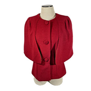 NWT DARLING Red Capelet Jacket Women's Sz M Wool Blend Lined